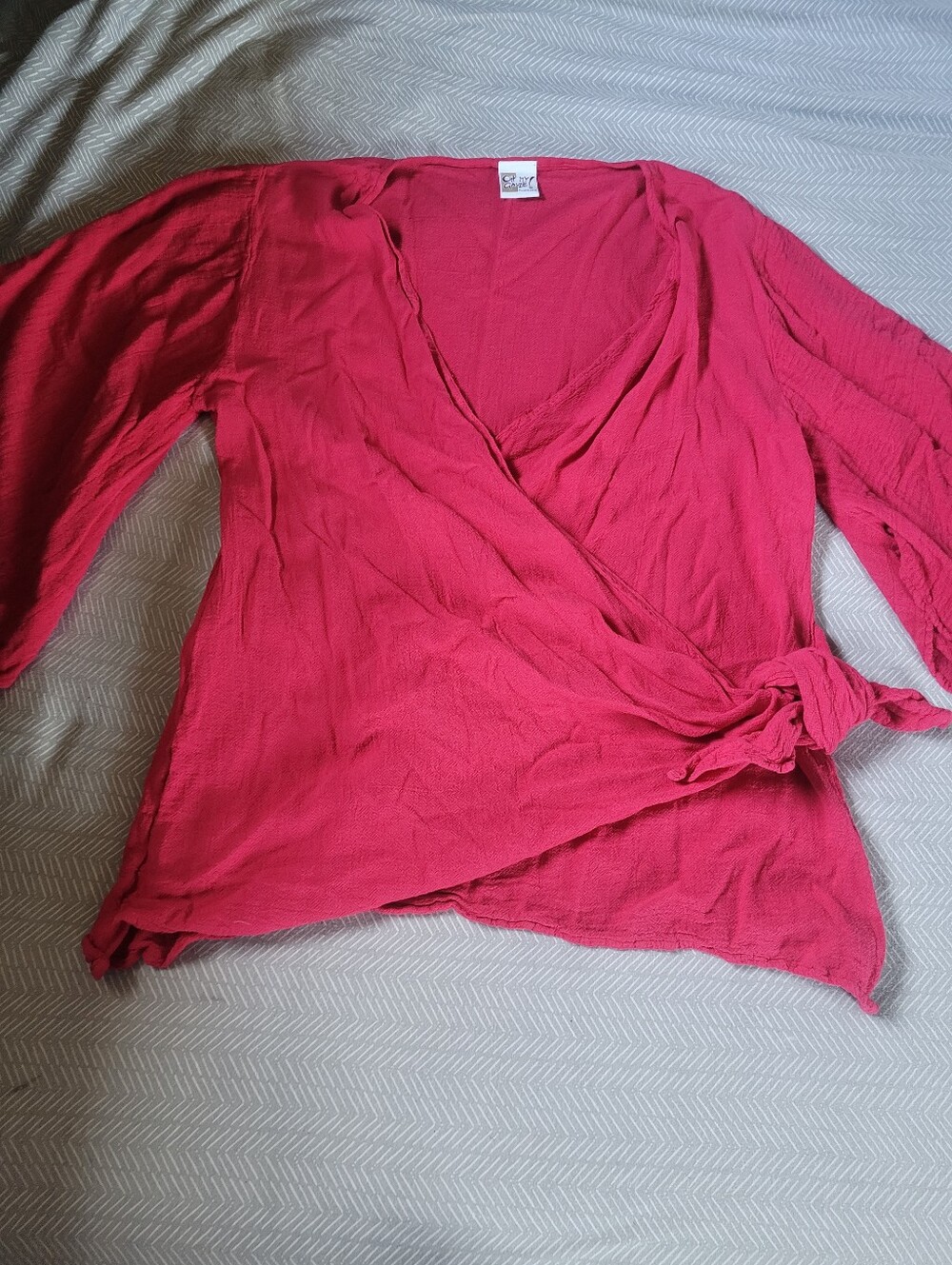 Oh My Gauze! Top Pink Faux Wrap Bell Sleeves Size 1 Medium New NwT